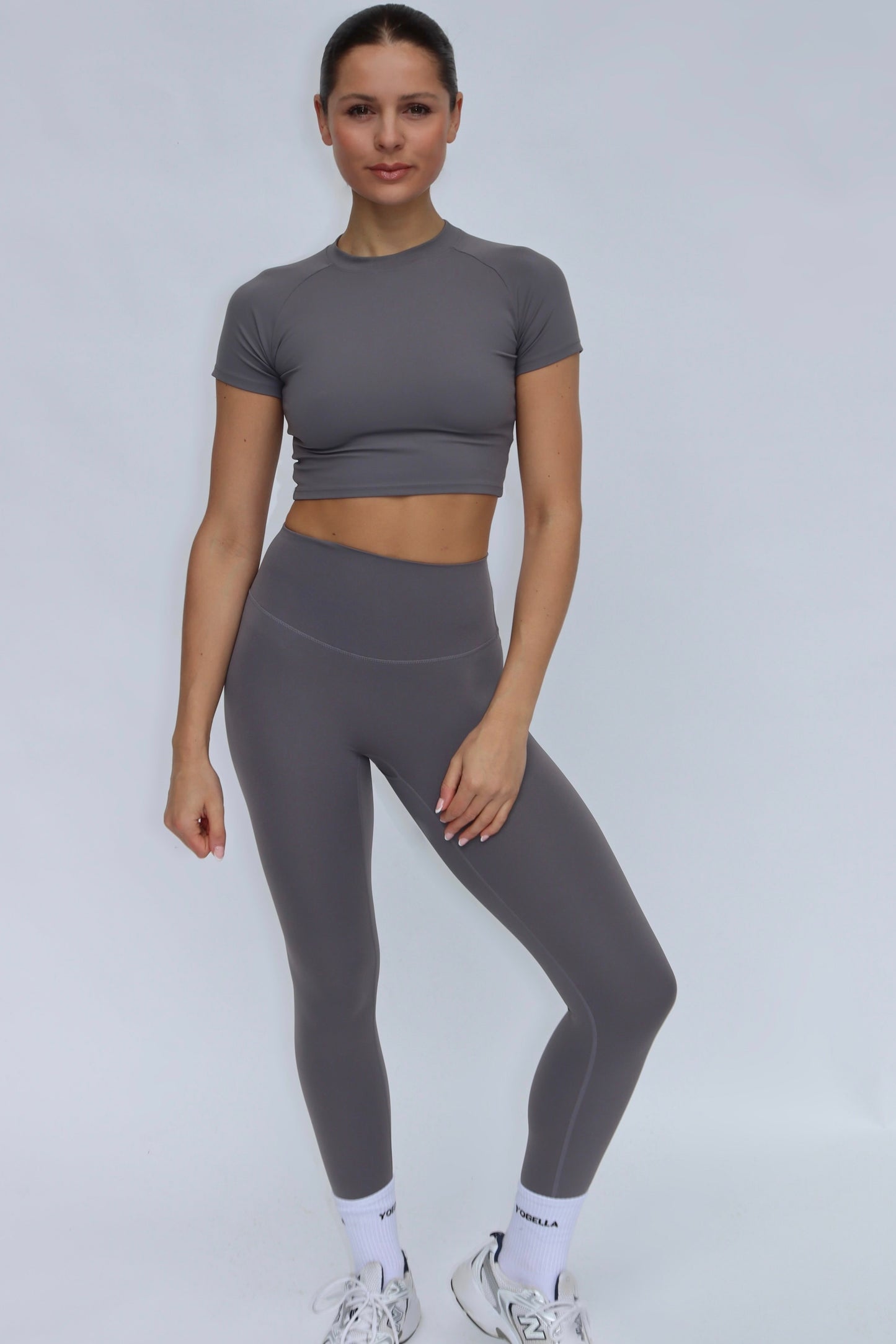 Freedom Short Sleeve Crop Top - Gunsmoke Grey