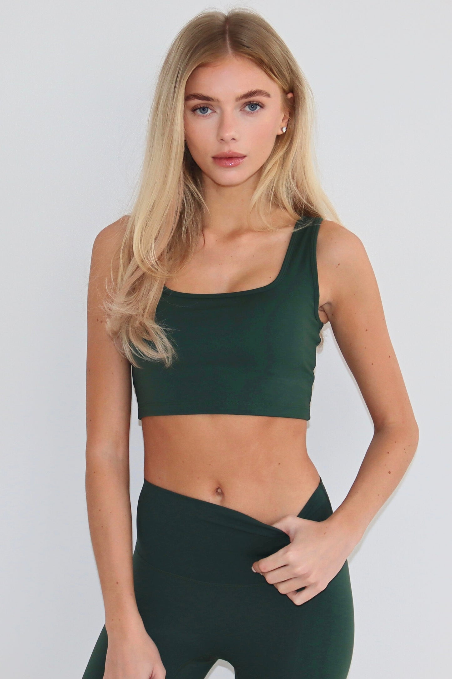 Freedom Square Neck Sports Bra - Forest Green