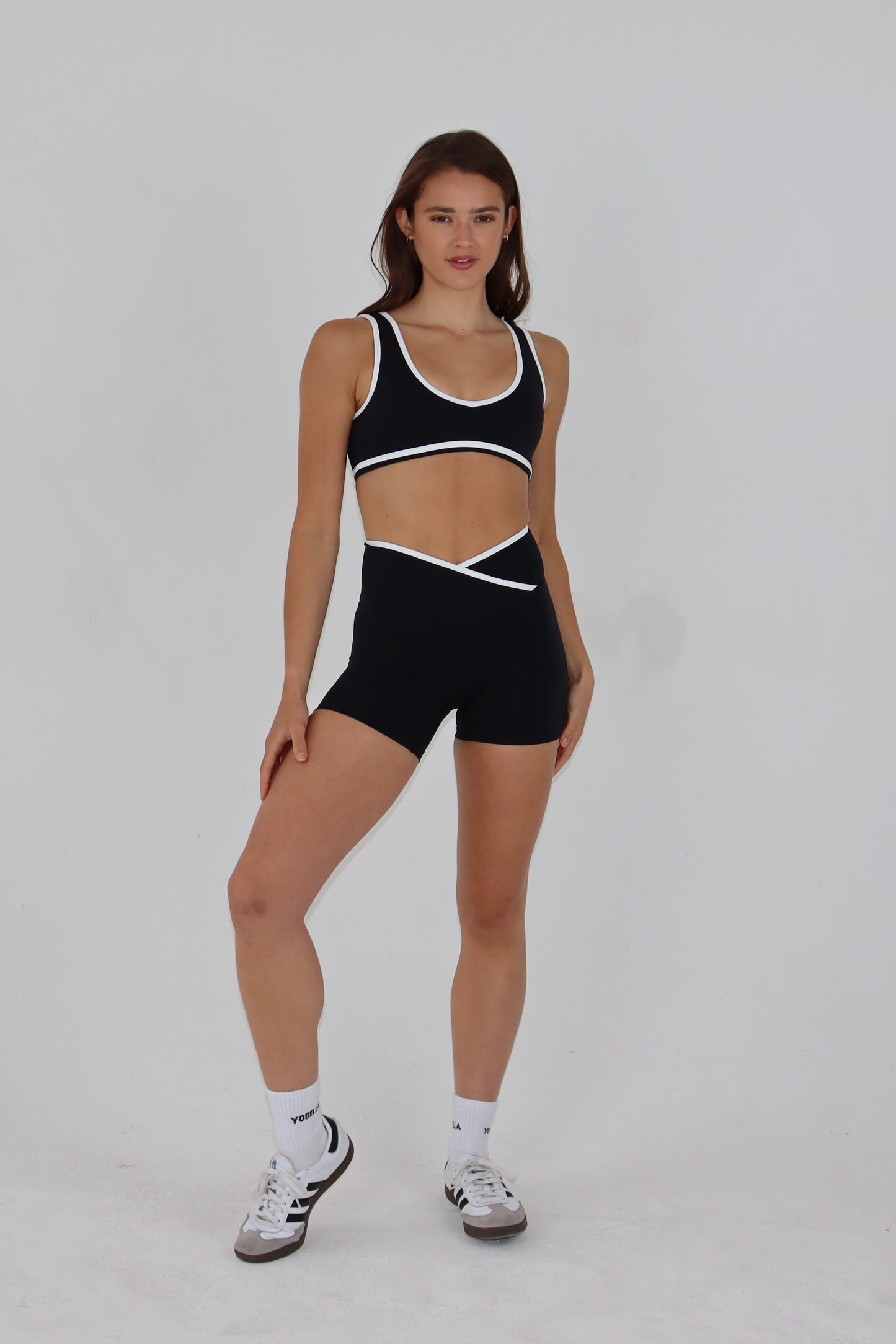 Freedom Wrap Crossover Piping Shorts - Black