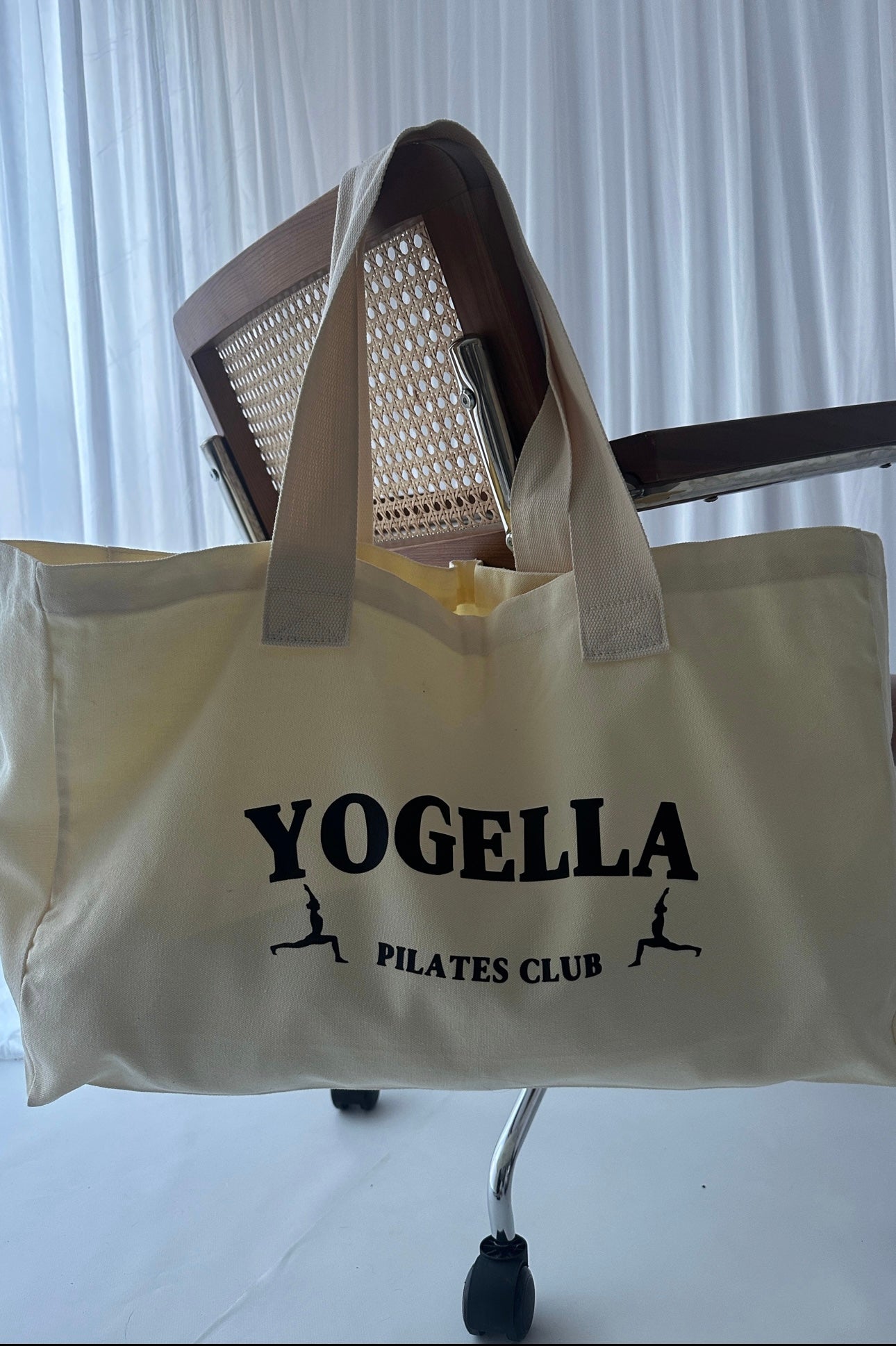 Pilates Club Cotton Jumbo Tote Bag (Black)