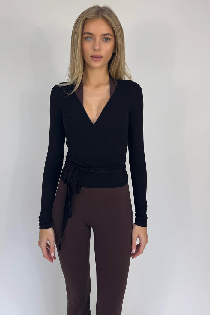 Wrap Over Cardigan - Black