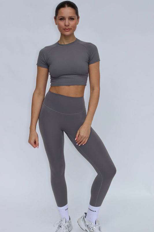 Freedom Short Sleeve Crop Top - Gunsmoke Grey