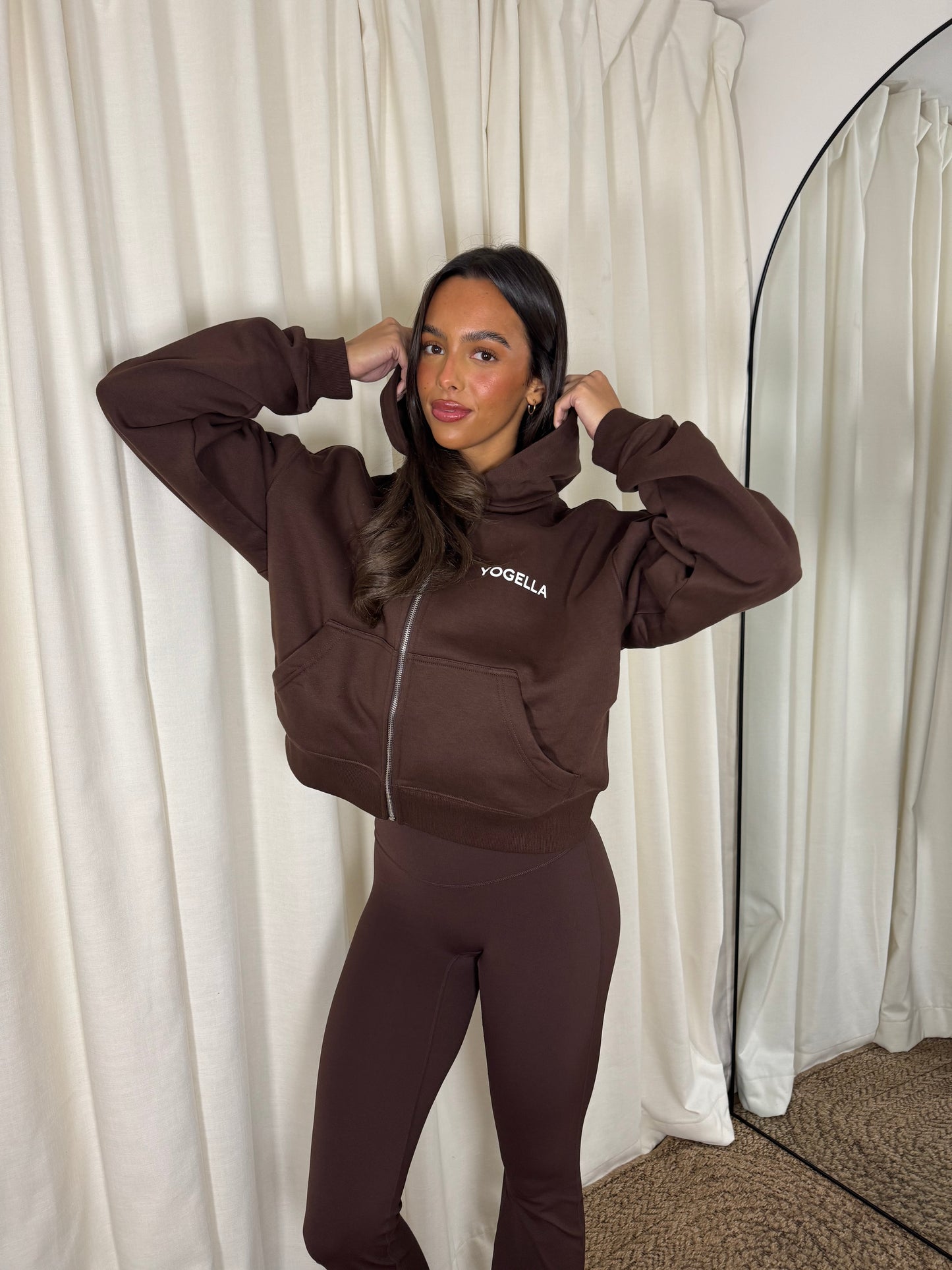 Oversized Full Zip Sweatshirt - Cocoa Bean