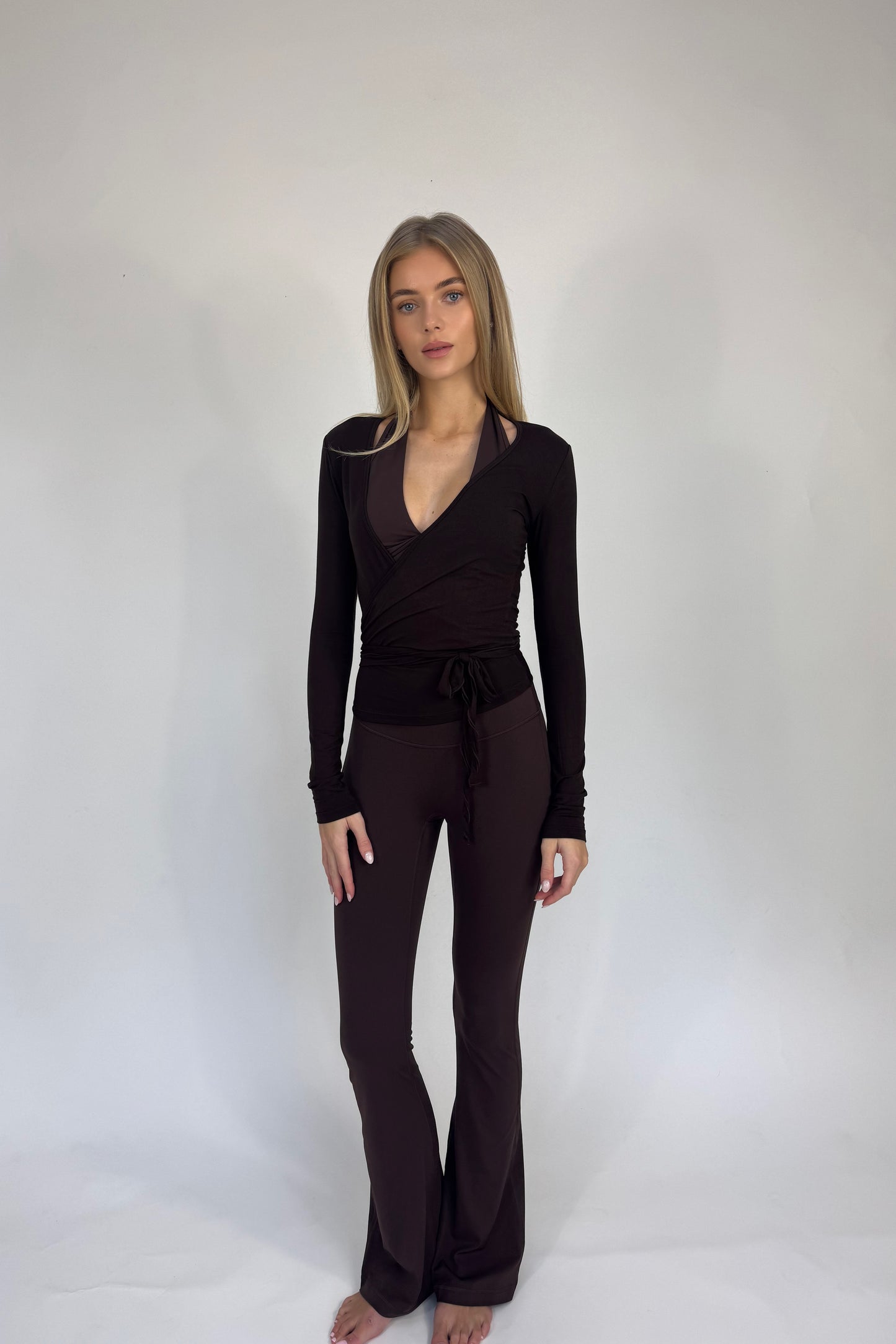 Wrap Over Cardigan - Cocoa Bean