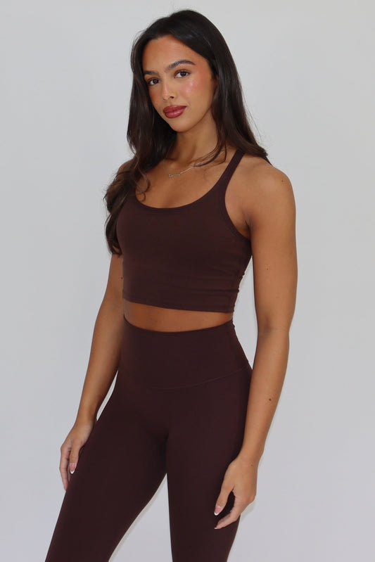 Freedom Racer Back Sports Bra - Cocoa Bean