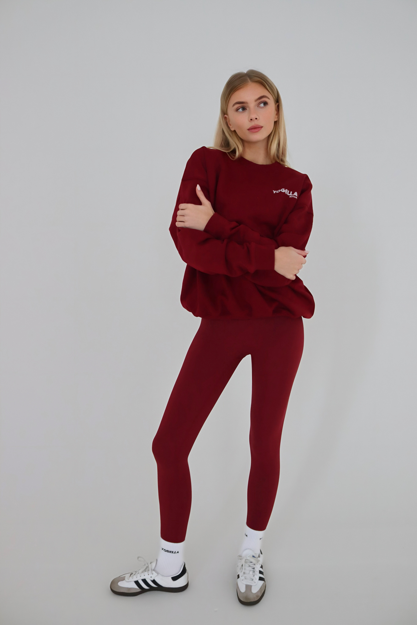 Oversized Yogella Crew Neck Sweatshirt - Burgundy