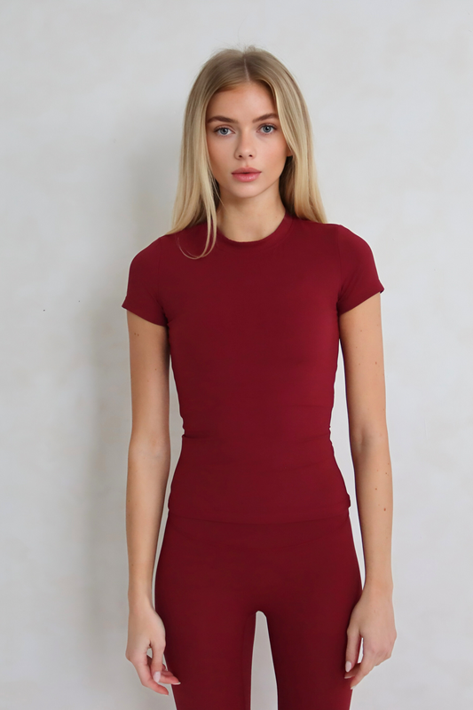 Freedom Short Sleeved Top - Burgundy