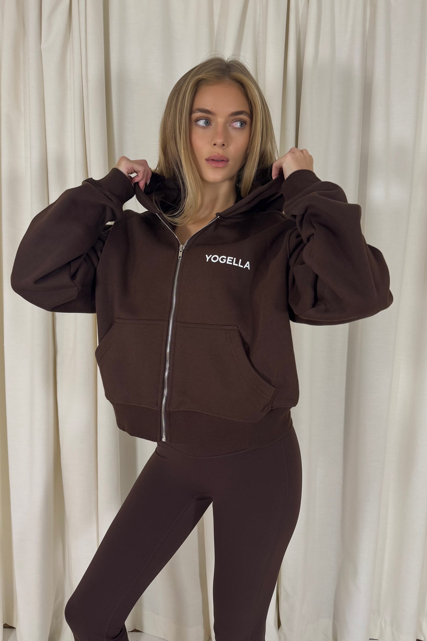 Oversized Full Zip Sweatshirt - Cocoa Bean