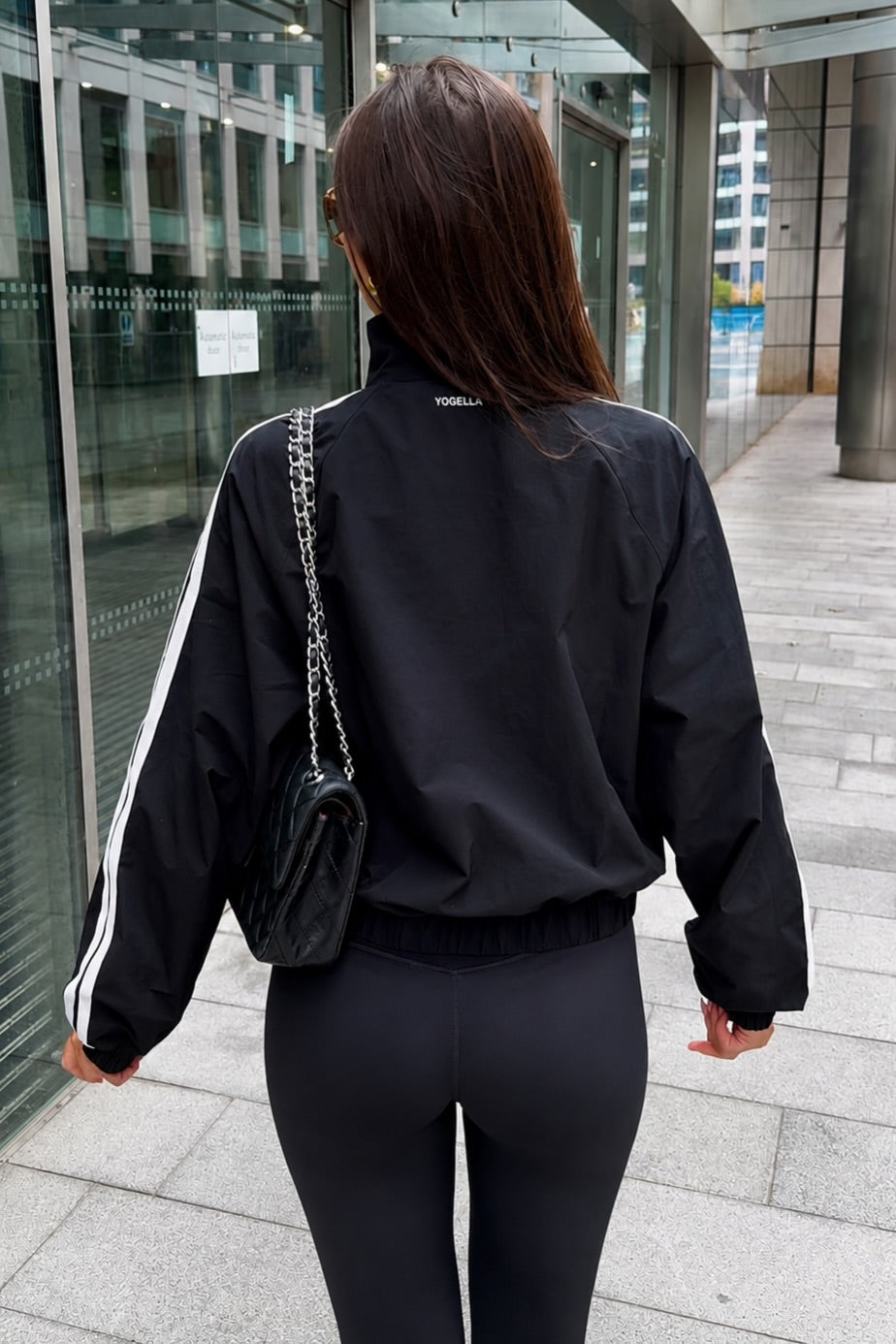 Funnel Track Jacket -Stripe Detail Black