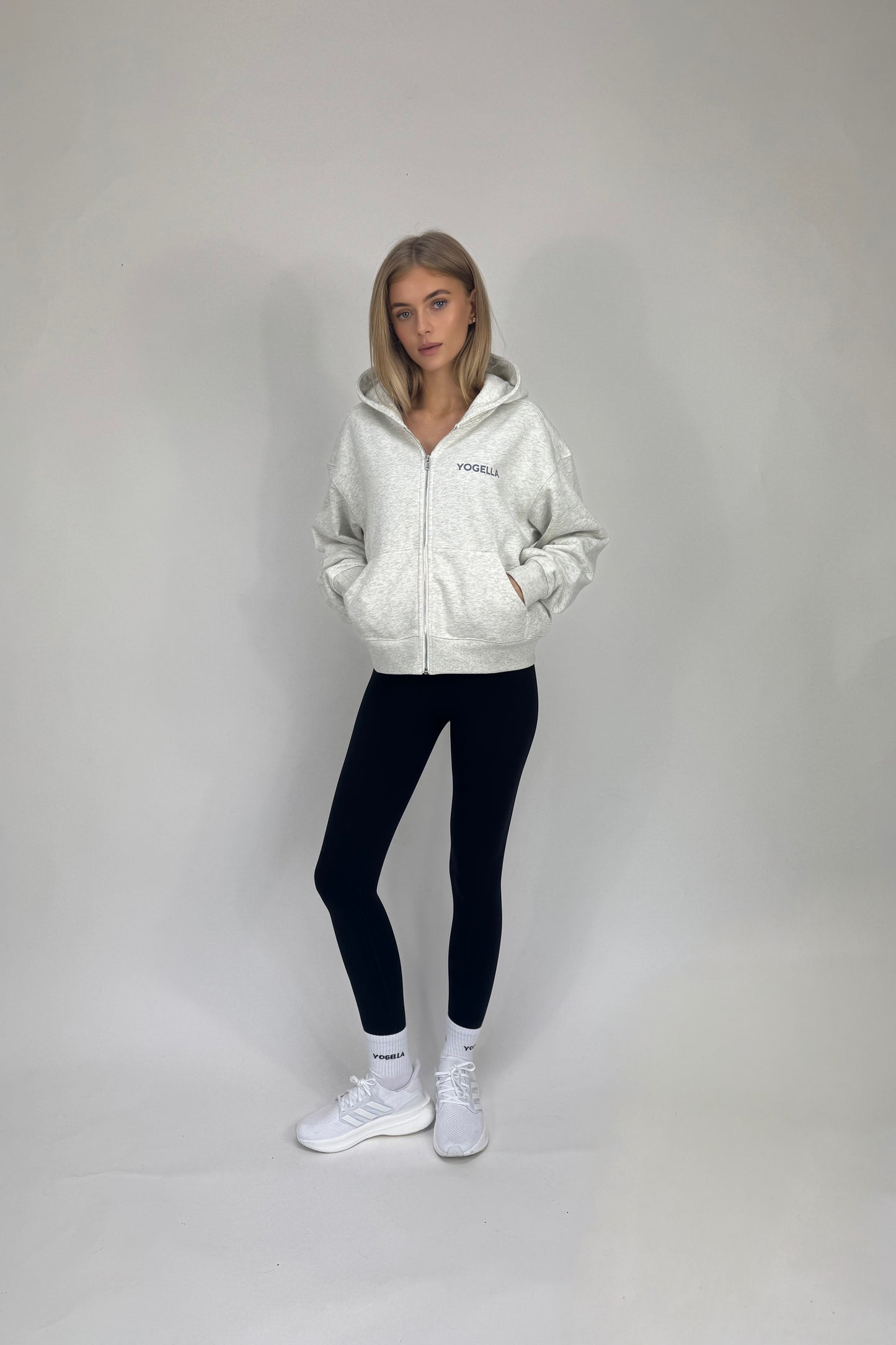 Oversized Full Zip Sweatshirt - Light Grey Marl