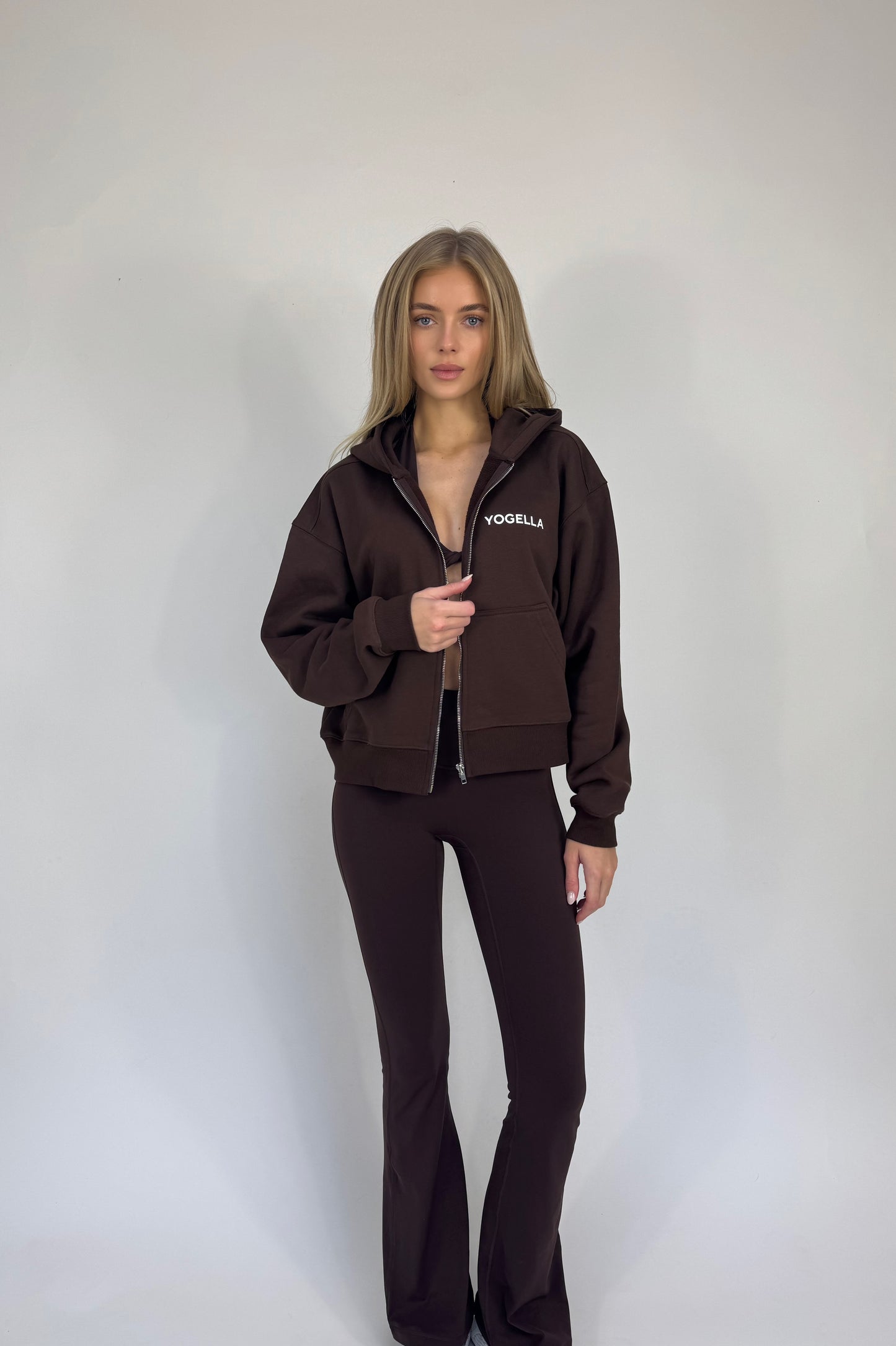 Oversized Full Zip Sweatshirt - Cocoa Bean