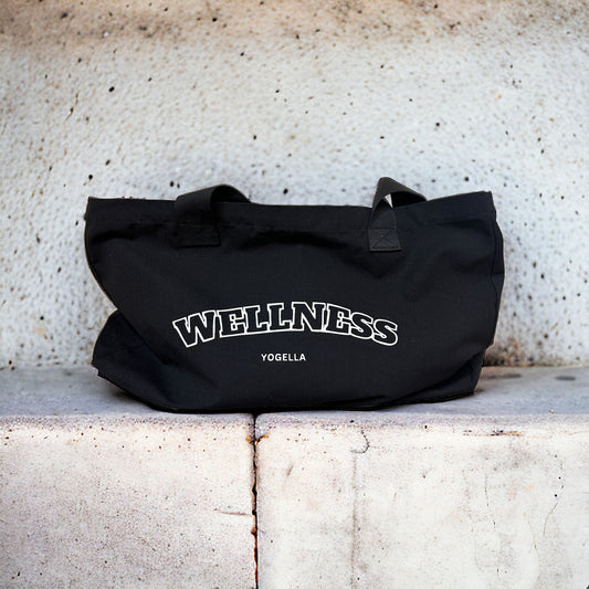 Wellness Black Cotton Jumbo Tote Bag