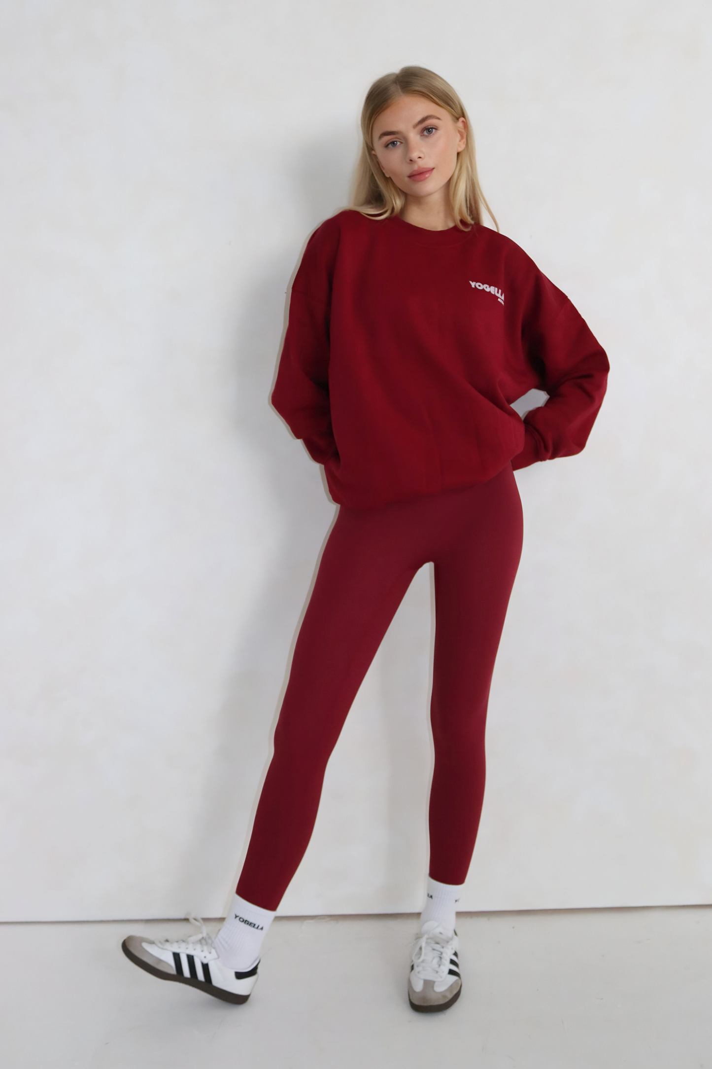 Oversized Yogella Crew Neck Sweatshirt - Burgundy