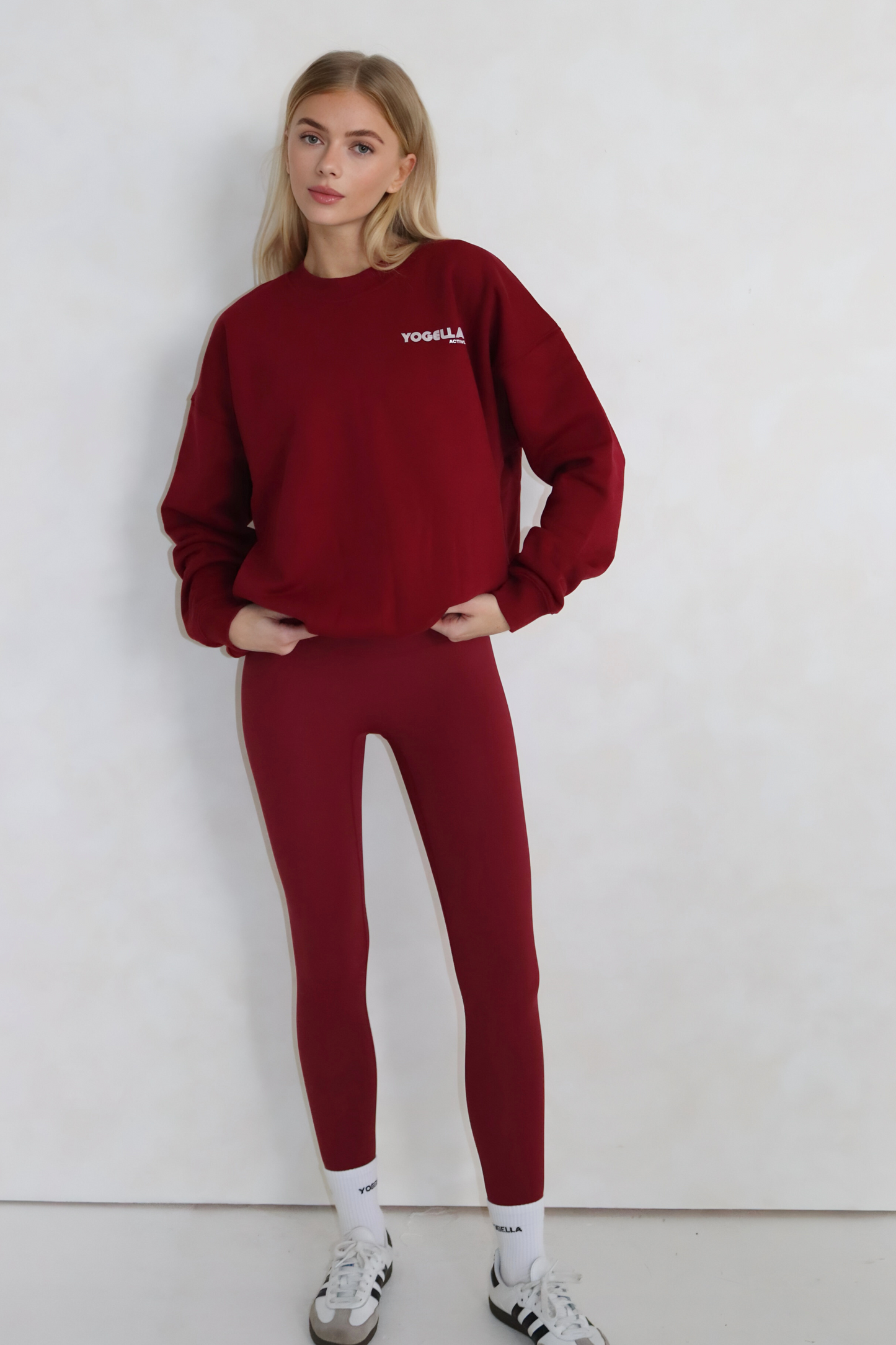 Oversized Yogella Crew Neck Sweatshirt - Burgundy