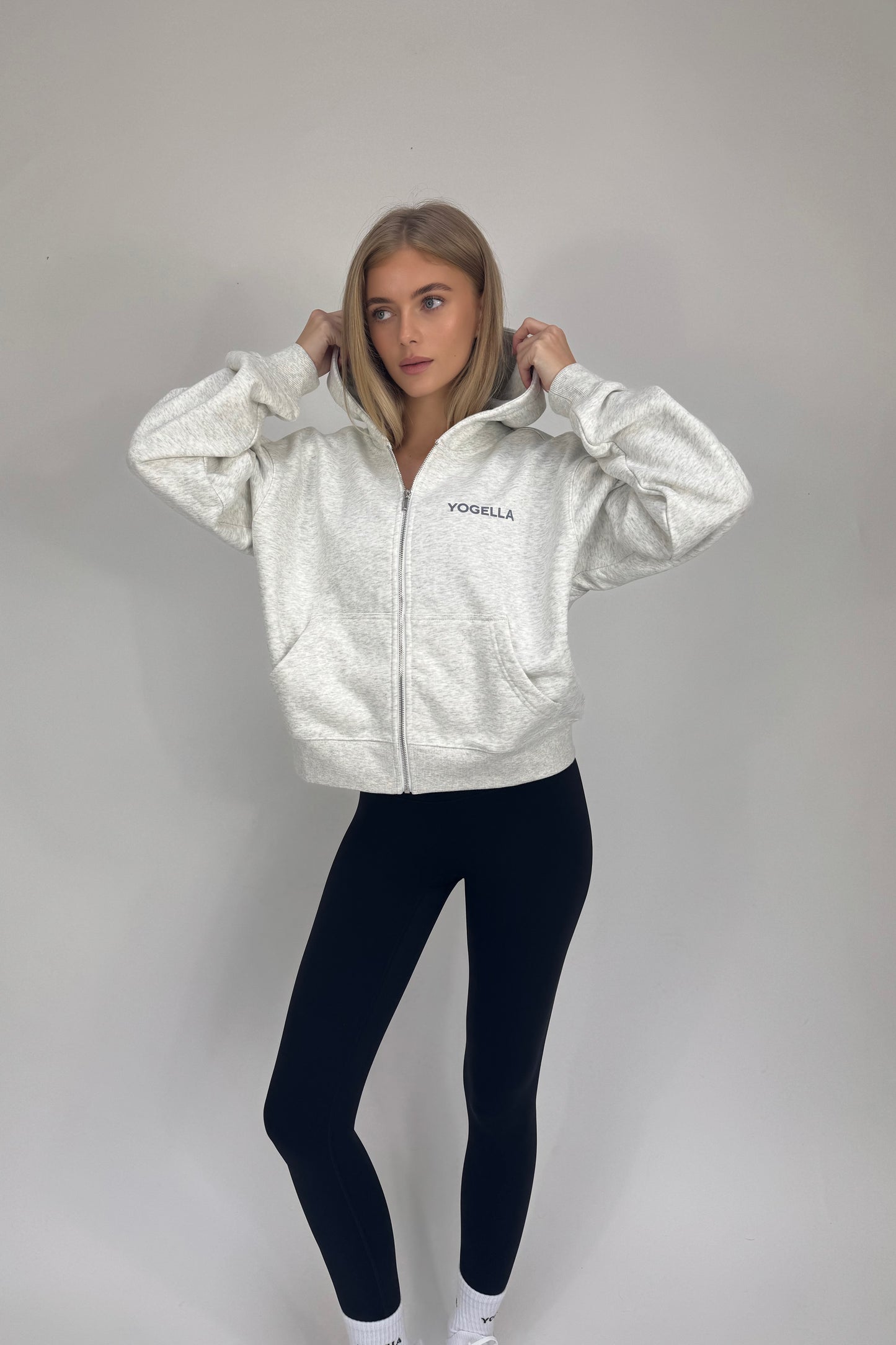 Oversized Full Zip Sweatshirt - Light Grey Marl