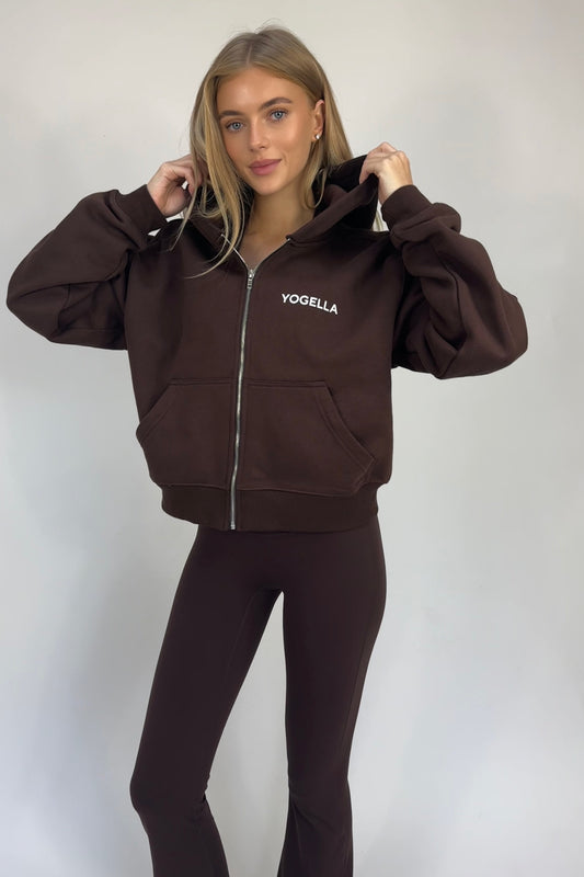 Oversized Full Zip Sweatshirt - Cocoa Bean