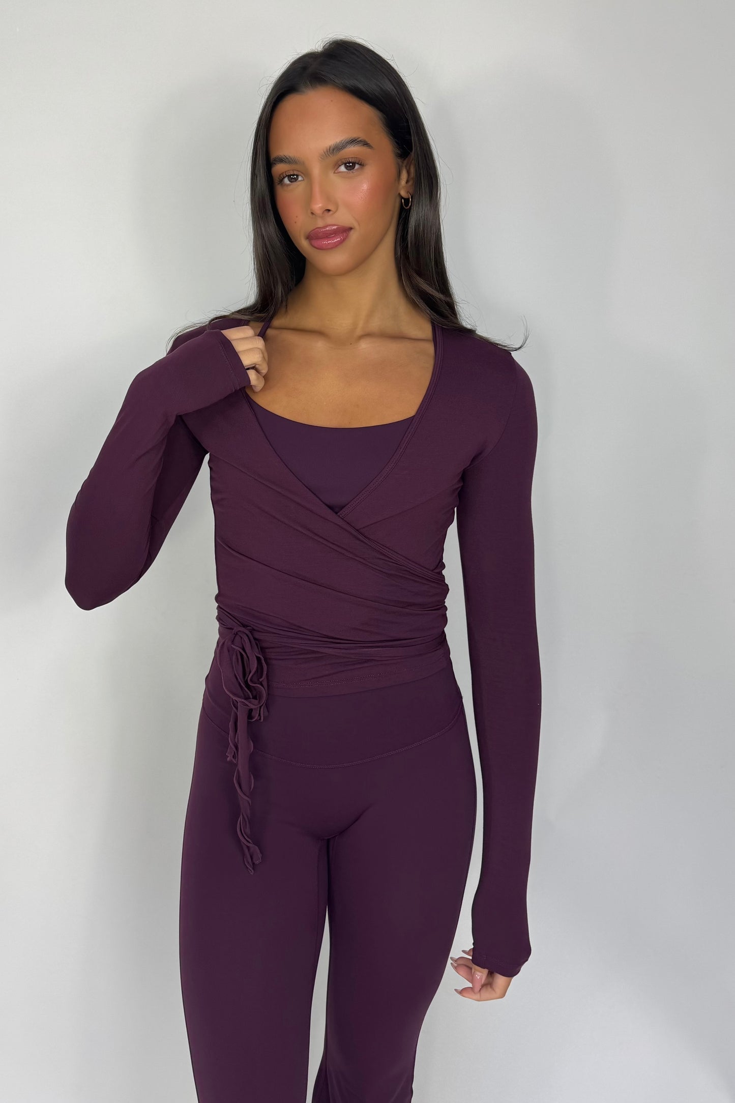 Wrap Over Cardigan - Plum