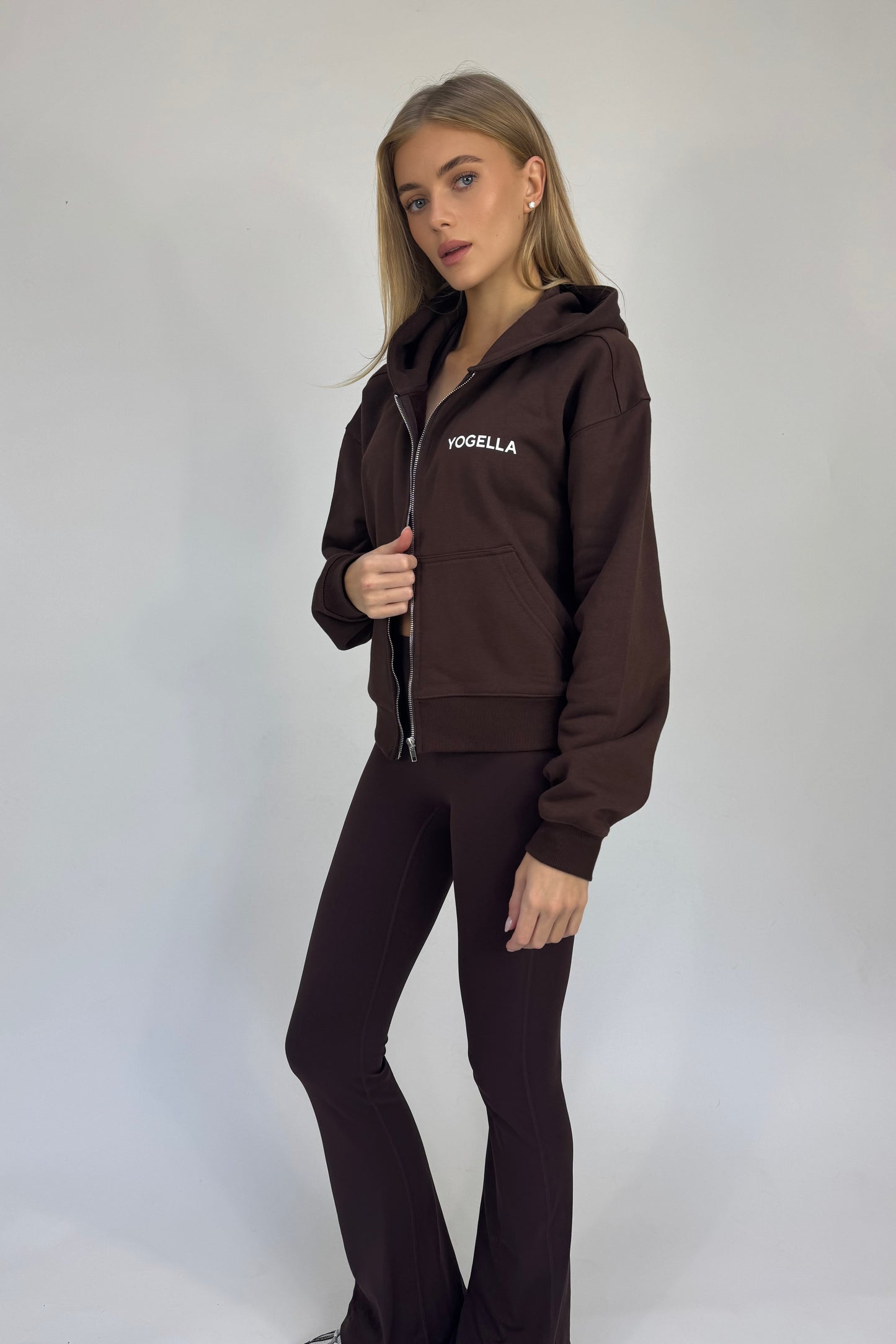 Oversized Full Zip Sweatshirt - Cocoa Bean