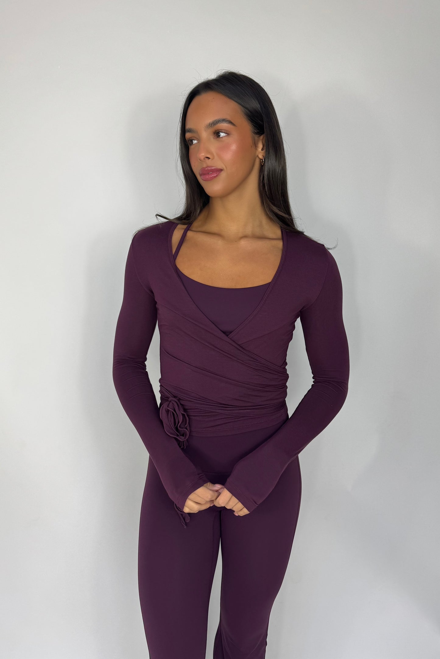 Wrap Over Cardigan - Plum