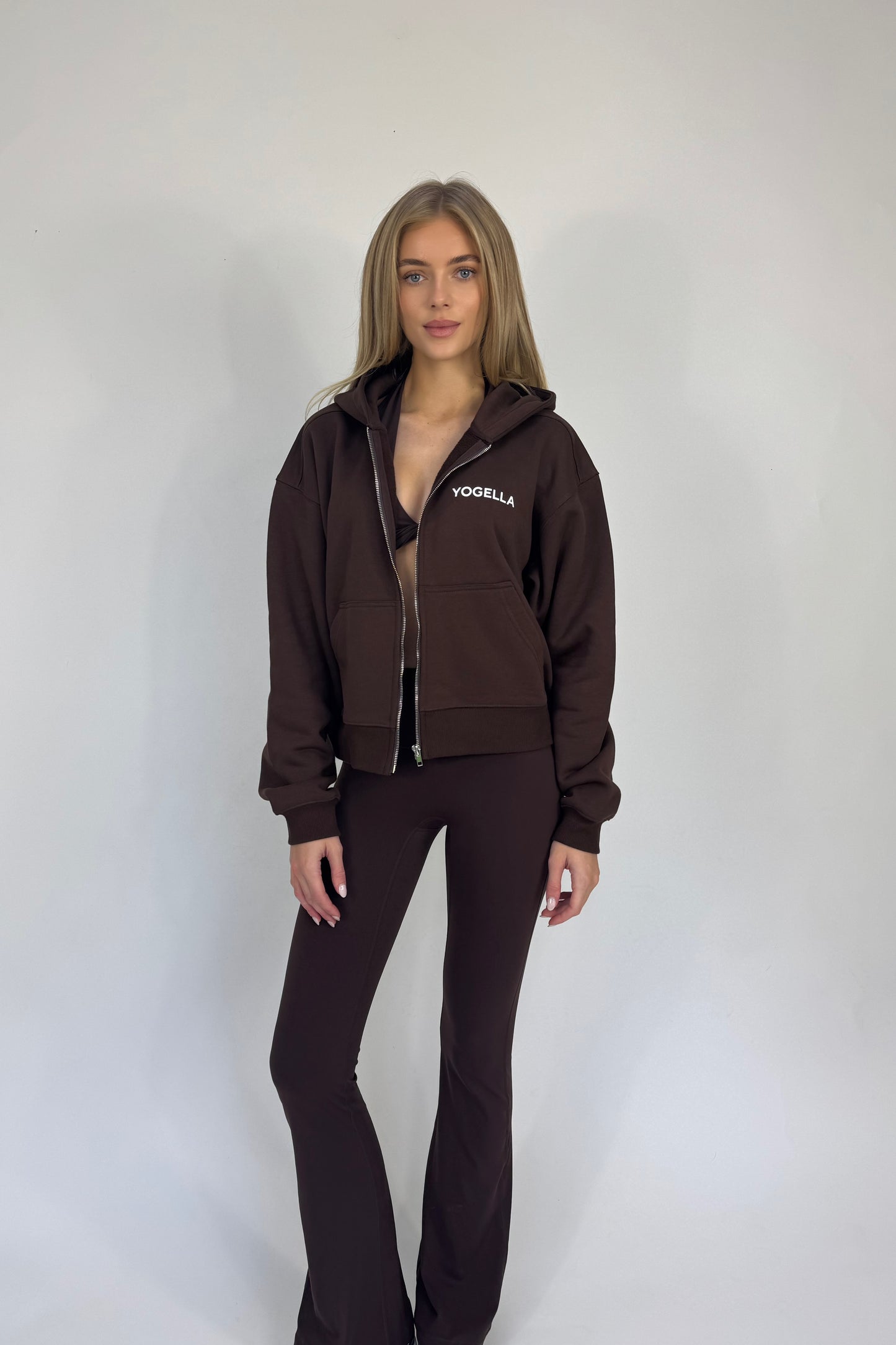Oversized Full Zip Sweatshirt - Cocoa Bean