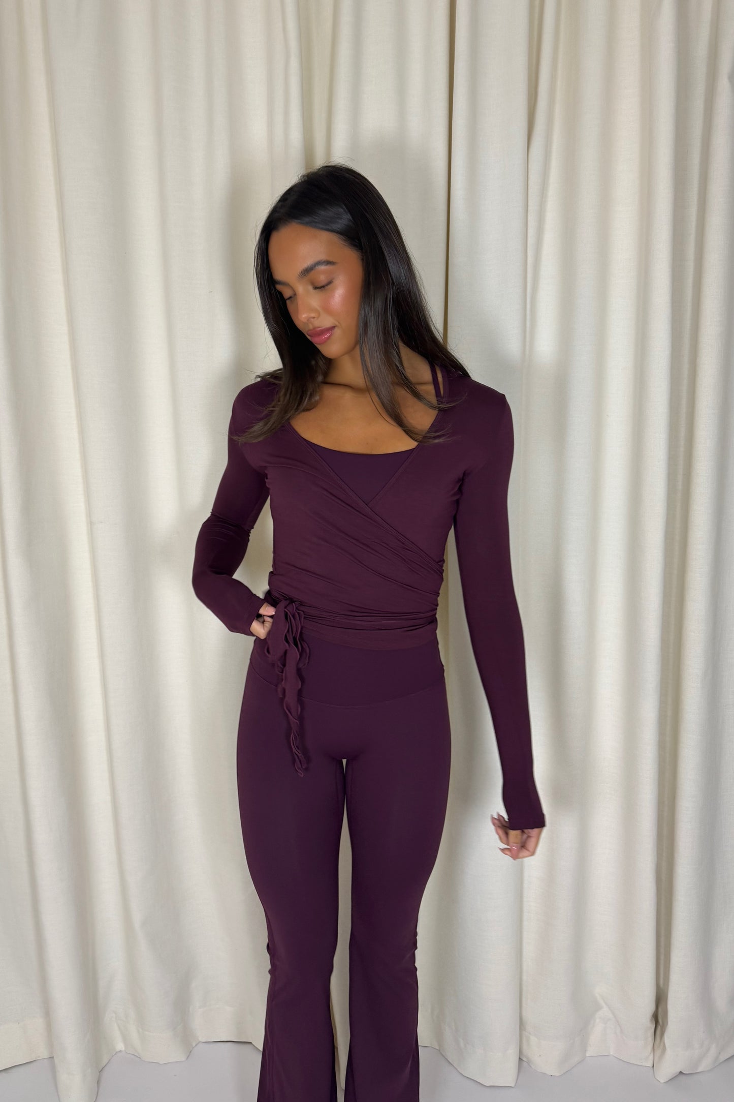 Wrap Over Cardigan - Plum