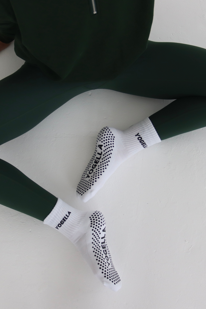 White Yogella Pilates Grip Socks